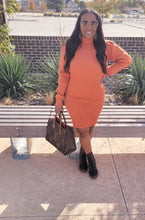 Load image into Gallery viewer, Mock Turtle Neck Sweater Dress - Rust