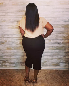 Classic Chic Ruffled Pencil Skirt
