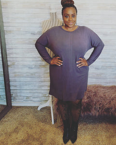 Batwing Sweater Dress - Charcoal