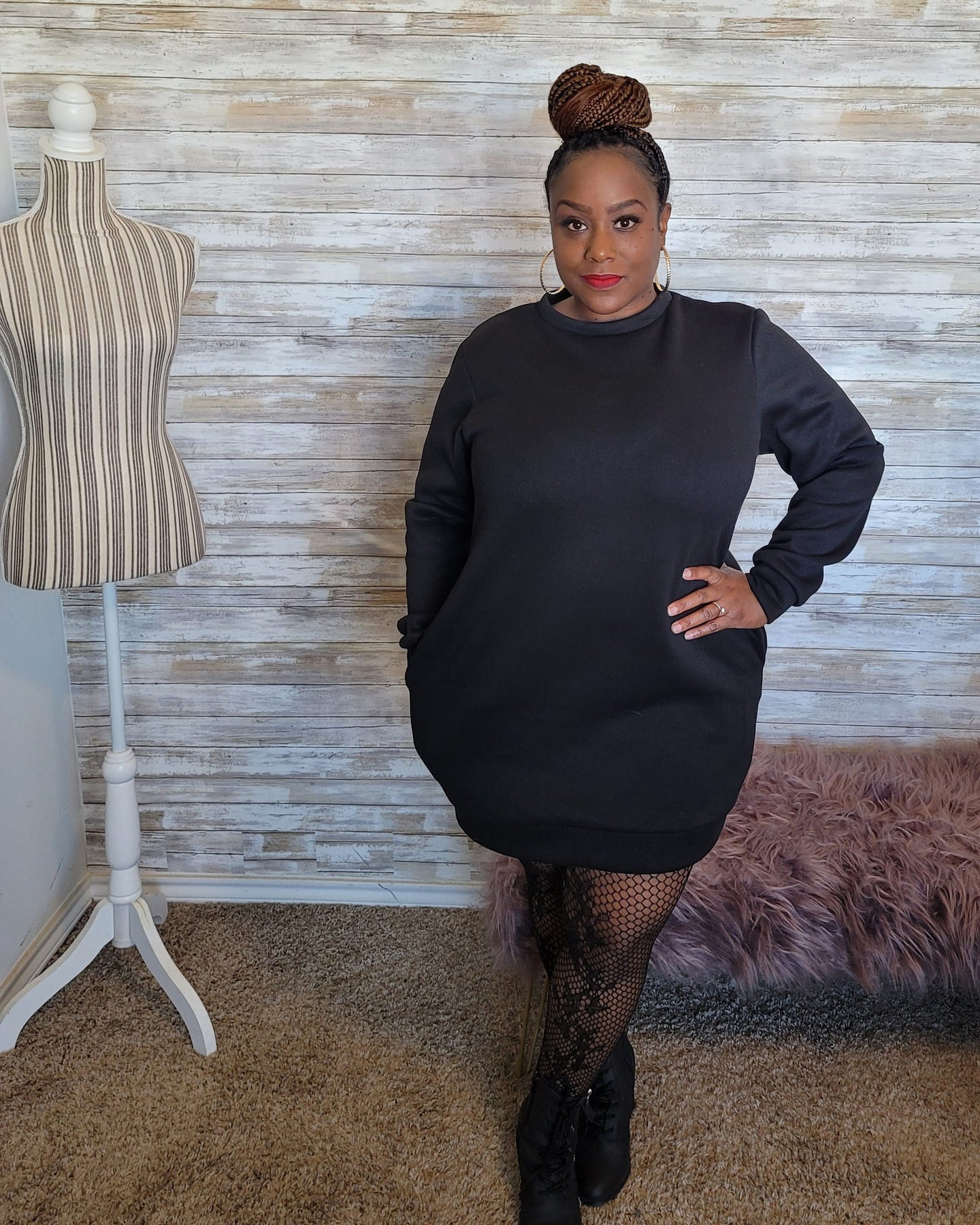 Sweatshirt Chic (Dress) - Black