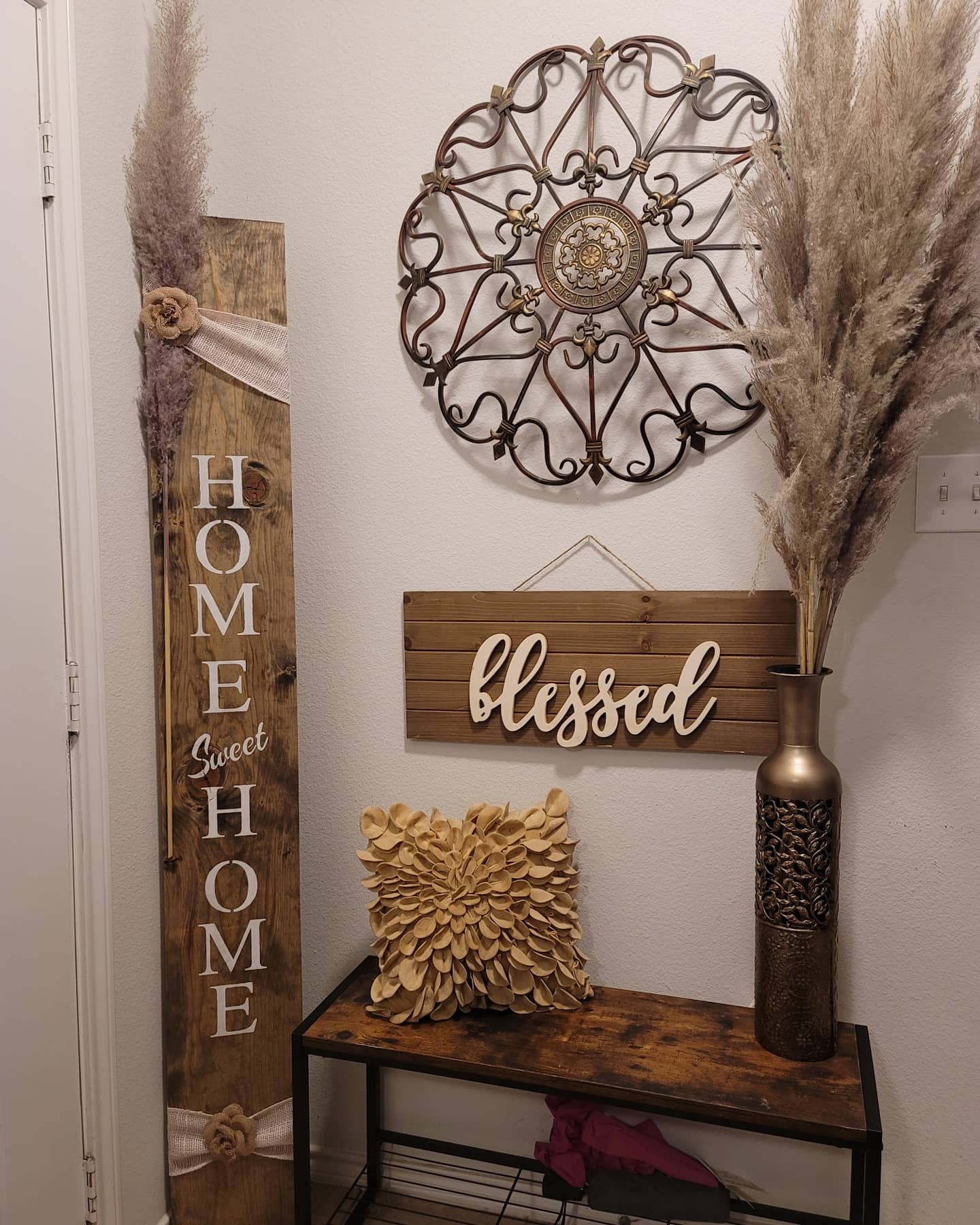 L Michelle Chic Home Decor Wood Signs - 6ft with Pampas Grass Accent (Up to 2 weeks processing time)