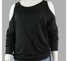 Load image into Gallery viewer, Cold Shoulder Light Weight Sweatshirt Top