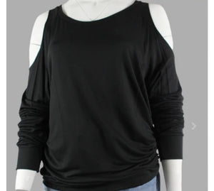 Cold Shoulder Light Weight Sweatshirt Top