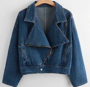 Biker Chic Blue Jean Jacket - Plus Chic